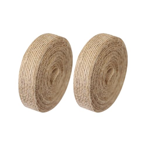 ccHuDE 2 Rollen 2,5 cm 10 m natürliche Jute-Stoffbänder, Geschenkverpackungsbänder, Kranzherstellung, dekorative Nähbänder, Jute-Leinenband, Rollen zum Basteln von ccHuDE