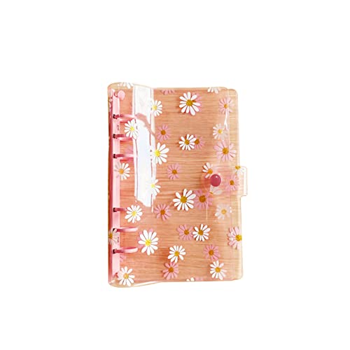 ccHuDE A6 6 Löcher Transparent Daisy PVC Binder Cover Lose Blatt Schutzfolie Runder Ring Sichtbuch Planer Ordner mit Druckknopfverschluss Rosa von ccHuDE