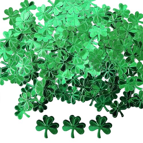 ccHuDE Tischkonfetti St. Patrick's Day, 45 g, 22 mm, grünes Glitzerkonfetti, kleines Kleeblatt-Konfetti, vierblättriges Kleeblatt-Konfetti, Folie, Tischkonfetti-Dekorationen von ccHuDE