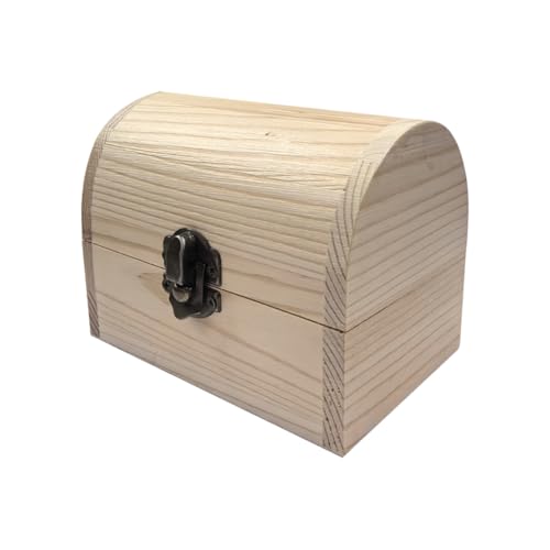 ccHuDE Unlackierte Holz-Geschenk-Box, Naturholz, Schmuck-Aufbewahrungsbox, Schatztruhe, blanko, schlichtes Holzgehäuse mit Scharnierdeckel und Verschlussverschluss für kleine Gegenstände von ccHuDE