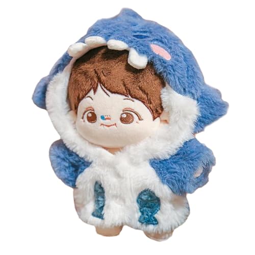 Plüsch Hai Hoodie für Puppen, 7,8 Zoll Puppenkleidung Set, Weiche Anime Plüsch Puppe Kleidung, Dress Up Zubehör, Shark Hoodie Outfit für Puppen, Perfekt für Kinder Spielzeugsammlung von ccuzs