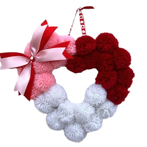 Romantic Heart Wreath, Furballs Front Door Wreath, Decorative Wedding Heart Garland, Heart Shaped Romantic Wreath 11.02x9.45x0.59 Inches for Engagement, Wedding, Home Decor von ccuzs