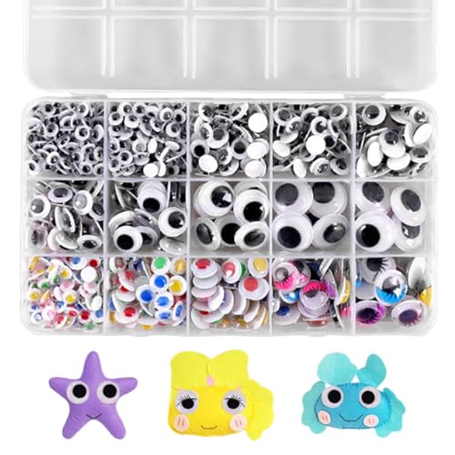 Wiggle Googly Eyes, Adhesive Black and White Eyeballs, Sticky Craft Supplies, Ideal for do it yourself Projects, Paintings, Creative Decorations, Perfect for Manuals and Arts von ccuzs