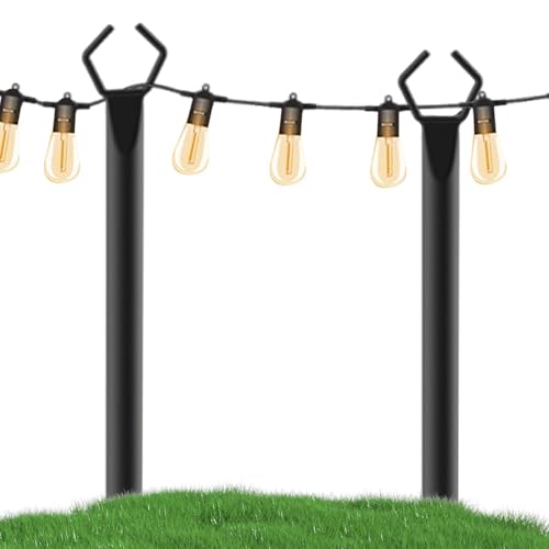 ccuzs 2 x Lawn and Garden Light Poles | Heavy Duty Metal Outdoor Light Stand | Stable Metal Light Poles for Patio Wedding and Garden Decor | Ideal for Hanging String Lights von ccuzs