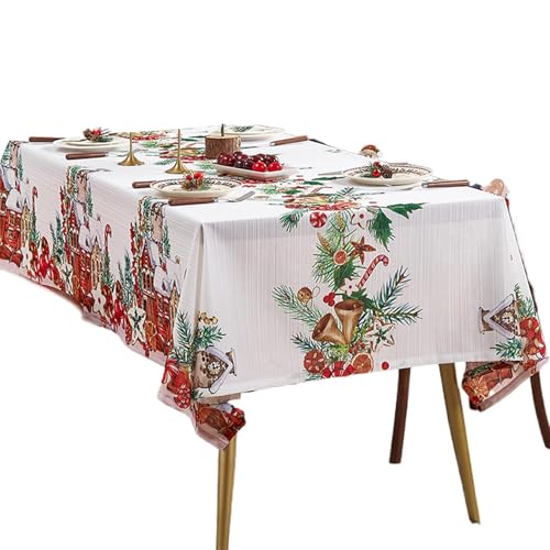 ccuzs Holiday Christmas Tablecloth, Christmas Bow Tablecloth, Washable Holiday Tablecloth, Christmas Table Cover 55.12x55.12x0.39 Inches for Picnic, Dinner, Dinner Table Decor von ccuzs