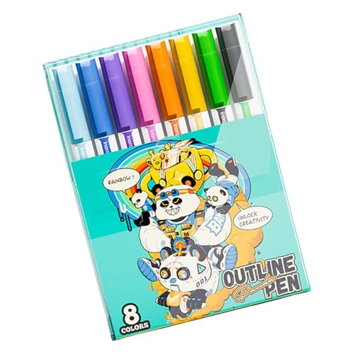 ccuzs Shimmer Markers Set, Drawing Marker, Shimmering Finish, Unique Outline Effect Art Supplies Pens, Drawing Pen for Creative Crafts and Handmade Cards, 5.39x0.39 Inches von ccuzs