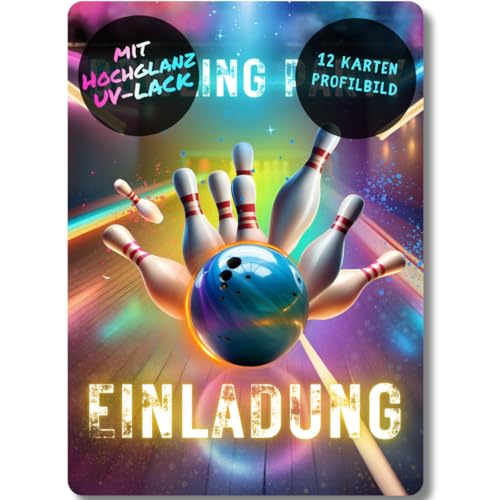 celebr8te 12x Bowling Einladungskarten - Für den Kindergeburtstag von Jungen & Mädchen - Coole Partyeinladungen für Geburtstage (Motiv 1) von celebr8te