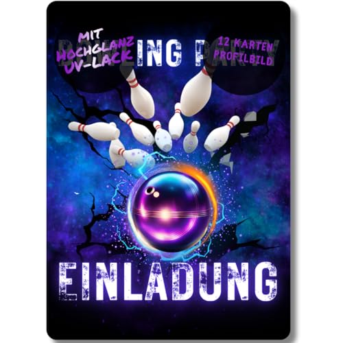 celebr8te 12x Bowling Einladungskarten - Für den Kindergeburtstag von Jungen & Mädchen - Coole Partyeinladungen für Geburtstage (Motiv 6) von celebr8te