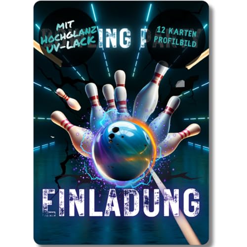 celebr8te 12x Bowling Einladungskarten - Für den Kindergeburtstag von Jungen & Mädchen - Coole Partyeinladungen für Geburtstage (Motiv 8) von celebr8te