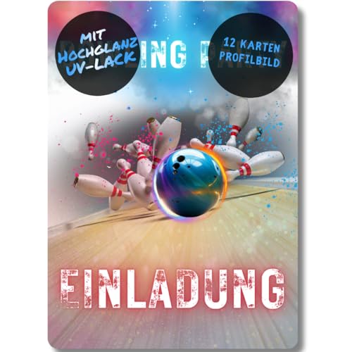 celebr8te 12x Bowling Einladungskarten - Für den Kindergeburtstag von Jungen & Mädchen - Coole Partyeinladungen für Geburtstage (Motiv 9) von celebr8te