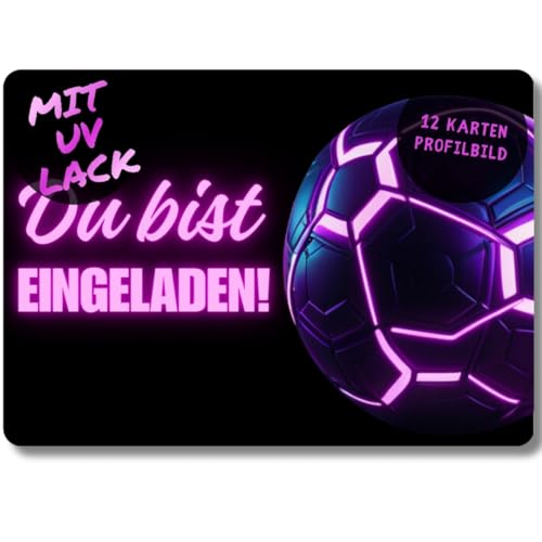 celebr8te 12x Fußball Einladungskarten - Für den Kindergeburtstag von Jungen & Mädchen - Coole Neon Farbige Fußball Geburtstagseinladungen mit hochwertiger Verarbeitung von celebr8te