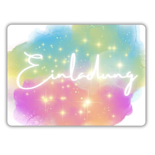 celebr8te 12x Glitzer Wolken Einladungskarten - Für den Kindergeburtstag von Mädchen - Glitzer Party Geburtstagseinladungen inkl. Messenger Bild & Urlaubsgutschein von celebr8te