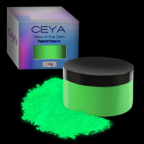 Ceya 150 g, leuchtet im Dunkeln, leuchtendes Pulver, Harzfarbpigment, fluoreszierendes Pigmentfarbmittel für Epoxidharz, Schleim, Acrylfarbe, Nägel, Kunst, Themenparty, Bastelarbeiten - Aqua von ceya