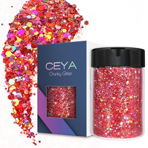 Ceya Holographischer grober Glitzerpuder für Nagelkunst, Haare, Epoxidharz, Becher, Schleim, Malerei, Festival-Dekoration… von ceya