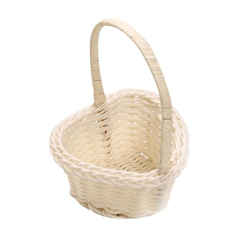 cfpqv Blumenkorb Hochzeit Blumenkorb Mädchen Blumenkorb Mädchen Hochzeit Blumenkorb Kinder Blumenkorb Elegante Deko Für Hochzeit Balkon Event 10X6cm Pflanzkübel Hoch Rattan (White, One Size) von cfpqv