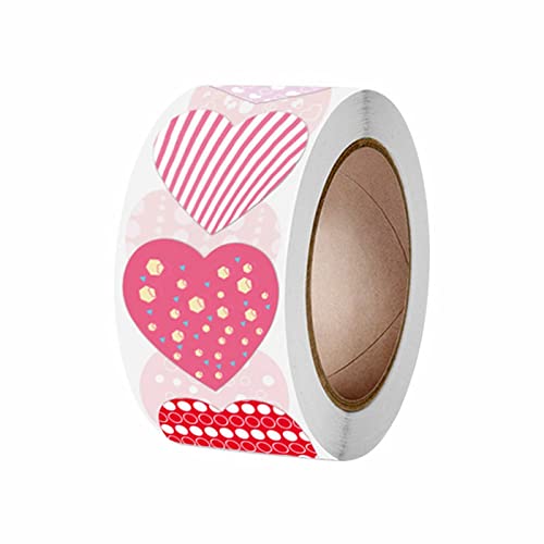 cfpqv Heart Roll Stickers Valentinstag Bunte herzförmige Aufkleber Valentine's Love Dekorative Aufkleber Herzetiketten für Hochzeitsfeier Handy Sticker (B, A) von cfpqv