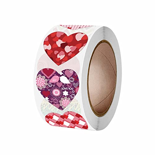 cfpqv Heart Roll Stickers Valentinstag Bunte herzförmige Aufkleber Valentine's Love Dekorative Aufkleber Herzetiketten für Hochzeitsfeier Handy Sticker (C, A) von cfpqv