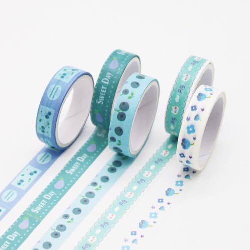 10 Rolls Washi Tape Sticker, DIY Scrapbook Zubehör Sticker, Blumen Washi Tapeskunstbuch-Aufkleber, DIY Dekoratives Klebeband, Scrapbook Stickers Travel (Blau,2m) von champracer