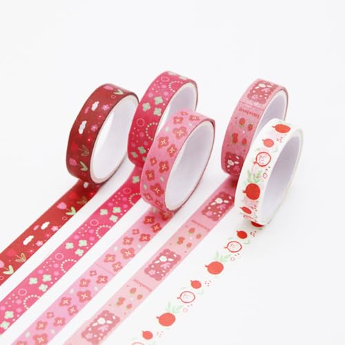 10 Rolls Washi Tape Sticker, DIY Scrapbook Zubehör Sticker, Blumen Washi Tapeskunstbuch-Aufkleber, DIY Dekoratives Klebeband, Scrapbook Stickers Travel (Rot,2m) von champracer