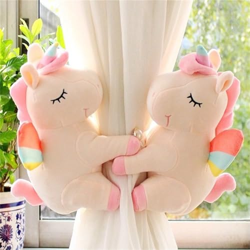 2 Stück Einhorn Vorhang Raffhalter, Kreative Einhorn Cartoon Vorhang Schnalle, Gardinen Klammern für zu Hause, Wohnheim, Büro, Schlafzimmer, Kinderzimmer (25 cm,Rosa) von champracer