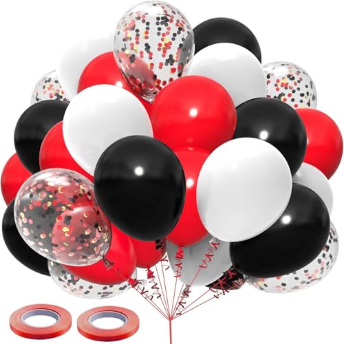 30 pcs Pailletten Latexballon Geburtstag Party Dekoration,Verdickter Ballon, für Jungen und Mädchen Wald Baby Dusche Dekorationen luftballons,Hochzeit Deko (Schwarzrot) von champracer