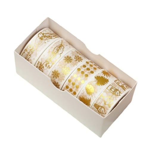 6 Rolls Washi Tape Set 3m Elegante Gold Folie Obst Liebe Blatt Minimalistisches Muster Transparentes Washi Tape Aufkleber Dekoratives Klebeband für Travel Journal Zubehör Aufkleber (Gold) von champracer