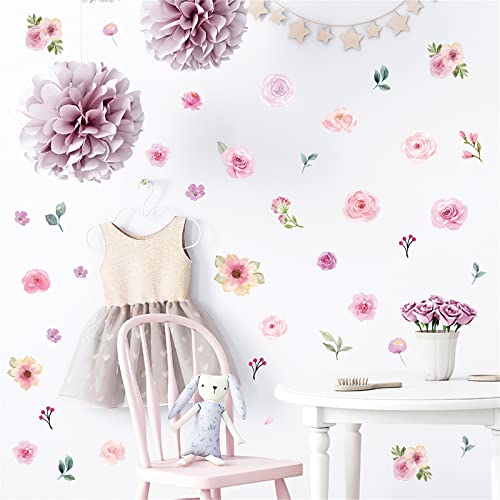 60pcs Buntes Blumen Wandtattoo, DIY Selbstklebend Boho Aufkleber Wandbild Babyzimmer Decor, für Kinderzimmer Kinderzimmer Spielzimmer Wanddekoration (30x22 cm) von champracer