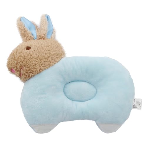 Kindkissen Kopfkissen,Neugeborene 3D-Baumwollfüllung, babykissen Gegen Plattkopf,Kind Kissen Neugeborene,Neugeborenes Kissen für 0-12 Monate Kinder Bett Kinderwagen (blaues Kaninchen,20-34 cm) von champracer