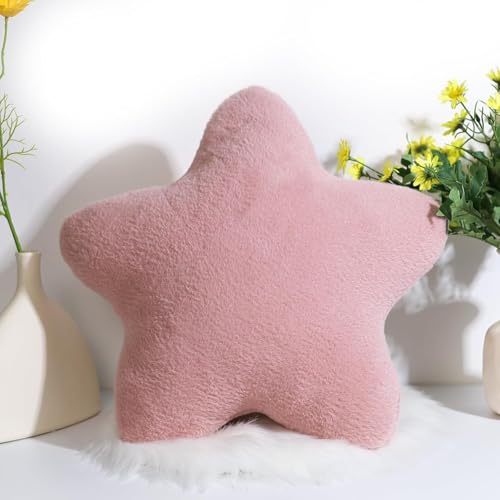 Kuschelkissen Kinder Sternkissen Plüsch Kissen Dekokissen für kuschelecke kinderzimmer, Weiche Flauschige Sternform Zierkissen Sofakisse für Heimdekoration (Lotuswurzel,40 cm) von champracer