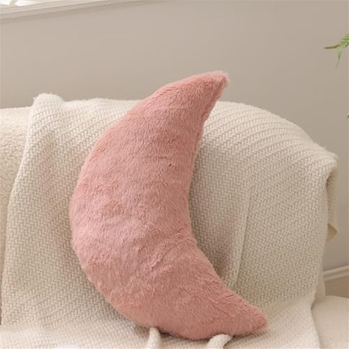 Kuschelkissen Kinder Sternkissen Weiche Flauschige Mond Wolken Sternform Zierkissen Sofakissen, Plüsch Kissen Dekokissen für Kinderzimmer Schlafzimmer Deko (Rosa Mond 38 cm) von champracer