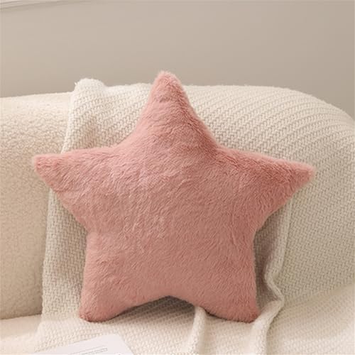 Kuschelkissen Kinder Sternkissen Weiche Flauschige Mond Wolken Sternform Zierkissen Sofakissen, Plüsch Kissen Dekokissen für Kinderzimmer Schlafzimmer Deko (Rosa Stern 38 cm) von champracer