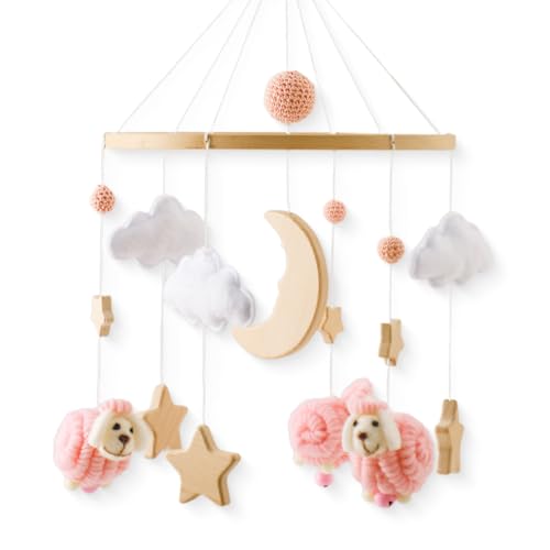 Mobile Halterung für Babybett Mobile Holz Ball Filz Babybett Neugeborenen Geschenk Deko Neugeborenen Geschenk für Baby Jungen und Mädchen Aufhängung Windspiele Bettglocke, Baby Bett Spielzeuge (D) von champracer