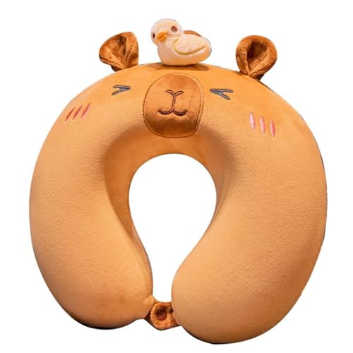 Niedlich Capybara Nackenkissen Kinder Nackenhörnchen Kinder Memory Schaum U-Geformte Nackenstütze Kinder Reisekissen Waschbar Nackenstützkissen Reise Schlafkissen für Auto (Enten,30*30*9cm) von champracer