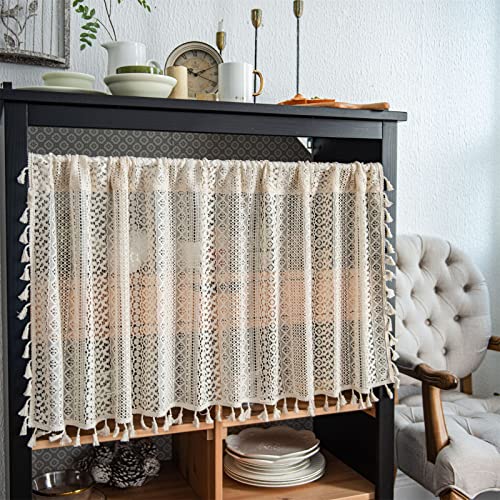 Scheibengardinen Modern Beige, Voile Bistrogardinen, Landhausstil Gardinen Aus Spitze Zum Ausschneiden Kurzvorhang Küchen Vorhang Kurzgardine Gardine Stores, Boho Kurze Vorhänge (#a-BxH 150x60 cm) von champracer