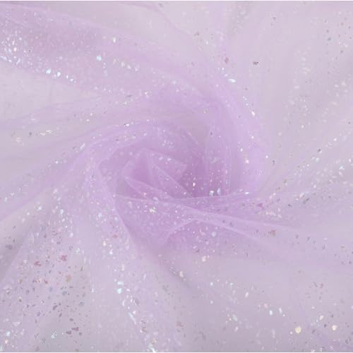 Tüll Stoff Chiffon Glitzer Tüll Dekostoff Tüllstoff mit Kleine Pailletten Dekostoff Tüll Stoff für DIY Hochzeit Kleid Dekoration Tischedeko (150 * 100cm) von champracer