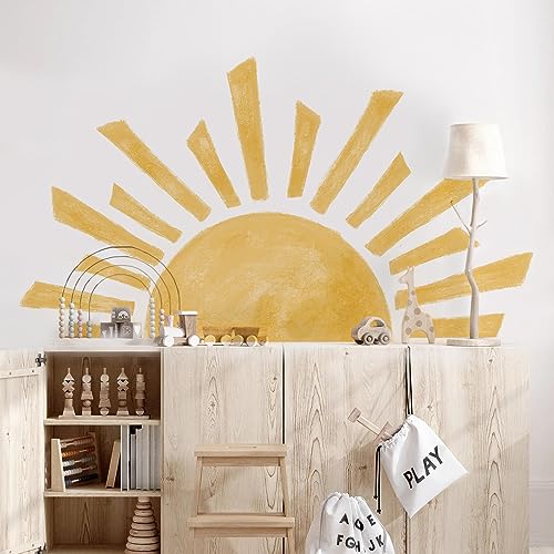 Wandtattoo Kinderzimmer Deko Wandsticker Babyzimmer Mädchen Jungen Boho Wall Stickers Wandteppich Große Selbstklebend Hintergrund Wandaufkleber Sonne Wanddeko (B-Sonne 120 * 67 cm) von champracer