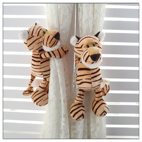 champracer 2 Stück Dschungel Tier Vorhang Schnalle niedlich Vorhang Band kreativ Vorhang Krawatte elastische Seil Schnalle Wohnzimmer Schlafzimmer Kinderzimmer Dekoration (Tiger,29 cm) von champracer