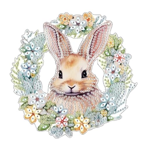 champracer 5D Diamond Painting Ornamente, DIY Diamant Painting Kit, Diamond Painting Ostern, Diamant Painting Osterhase Wandbehang, Easter Crafts, für Home Deko von champracer