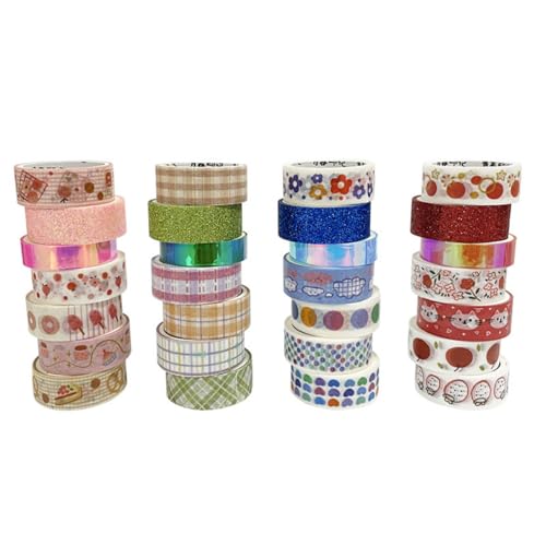 champracer 7 Rolls Washi Tape kinder Set, Kawaii Sticker Buntes Klebeband Liebe Blume Katze Tapes DIY Dekoratives Klebeband Washi Tape Papier für Künstler Journal Scrapbook Zubehör (28 Rollen Set) von champracer