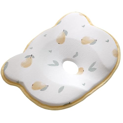 champracer Babykissen Kopfkissen für Neugeborene 0-12 Monate, Memory Foam Kissen gegen Plattkopf, Ergonomisches Kinderkissen für Bett, Kinderwagen Autositz (Zitrone) von champracer