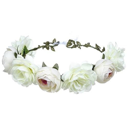 champracer Blumenkranz Blume Krone Stirnband, HaarbäNder Floral Girlande, Blumen StirnbäNder, Boho Braut Haarschmuck für Festival Hochzeit Geburtstag Strand Party (Weiß) von champracer