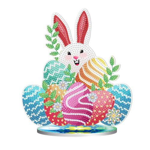 champracer DIY Diamond Painting Hase Ostern Deko, Diamond Painting Ostern,Diamant Painting Tisch Deko, Diamant Malerei Ostereier Frühling Ornamente Festliches Geschenk Ostern (BJP303) von champracer