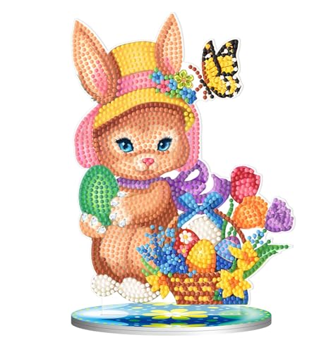 champracer DIY Diamond Painting Hase Ostern Deko, Diamond Painting Ostern,Diamant Painting Tisch Deko, Diamant Malerei Ostereier Frühling Ornamente Festliches Geschenk Ostern (BJP310) von champracer