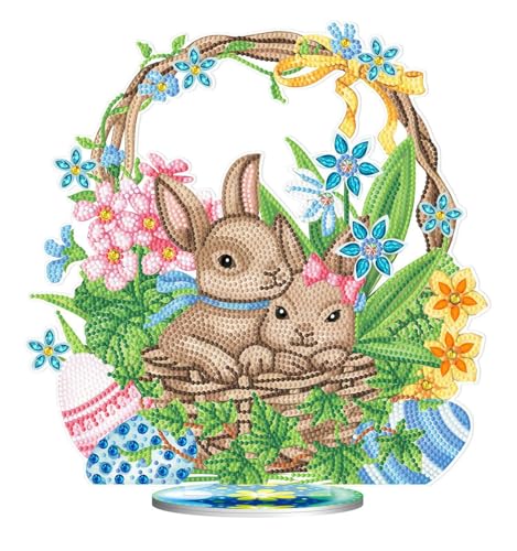 champracer DIY Diamond Painting Hase Ostern Deko, Diamond Painting Ostern,Diamant Painting Tisch Deko, Diamant Malerei Ostereier Frühling Ornamente Festliches Geschenk Ostern (BJP311) von champracer