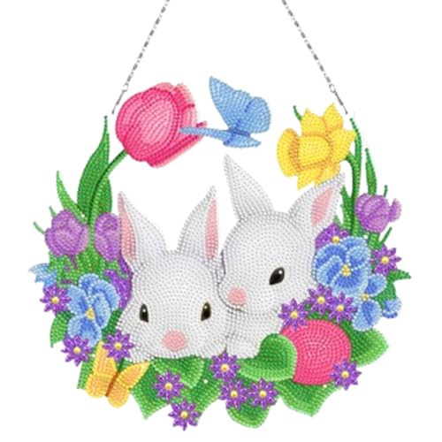 champracer Diamond Painting Ostern, DIY Diamant Painting Osterhase Set, Diamond Painting Bilder Ostern Dekoration, Diamond Painting Wandbehang, für Wandbehang Türfenster Dekoration (G) von champracer