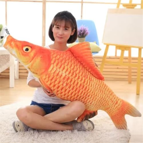 champracer Karpfen Kissen 3D Plüsch Kissen für Kinder, Lustiges Kissen für Babyzimmer, Weiches Fischkissen, Kuscheltier Kissen, Zierkissen für Babys Kinderzimmer (Karpfen,120 cm) von champracer