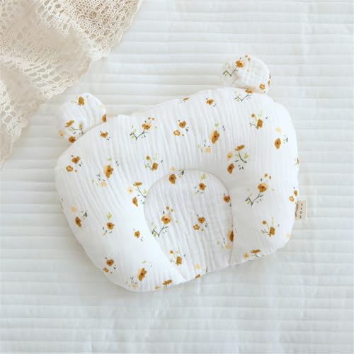 champracer Kinderkissen, Baby Kissen, Weiches Dekoratives Kinderkissen für das Zimmer, Baumwollmusselin Neugeborenes Kopfkissen 0-12 Monate Kinder Bett Kinderwagen Autositz, 20x25 cm (Kleine Blume) von champracer