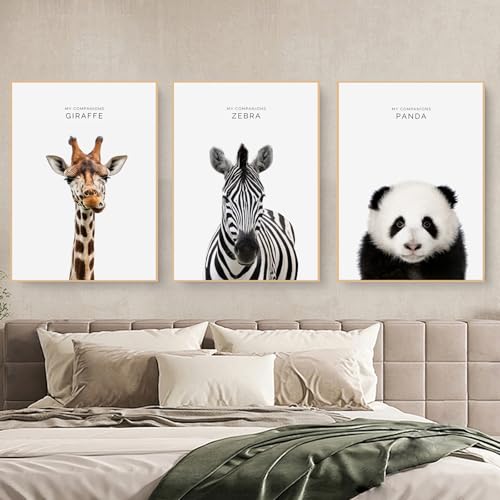 champracer Kinderzimmer Deko Waldtiere Poster Decor,3er-Set, Schwarz-weiß Bad Poster A4 Wandbilder,ustige Badezimmer-Dekoration,Wandkunst,Leinwand Badezimmer Bilder- Ohne Rahmen (21x30 cm) von champracer