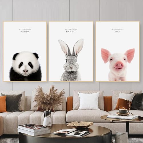 champracer Kinderzimmer Deko Waldtiere Poster Decor,3er-Set, Schwarz-weiß Bad Poster A4 Wandbilder,ustige Badezimmer-Dekoration,Wandkunst,Leinwand Badezimmer Bilder- Ohne Rahmen (21x30 cm) von champracer