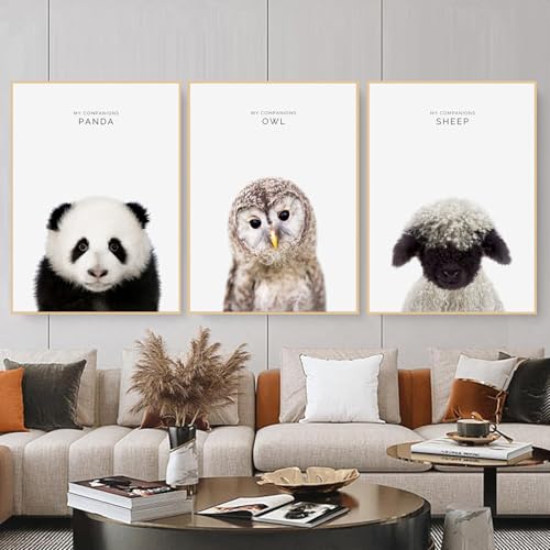 champracer Kinderzimmer Deko Waldtiere Poster Decor,3er-Set, Schwarz-weiß Bad Poster A4 Wandbilder,ustige Badezimmer-Dekoration,Wandkunst,Leinwand Badezimmer Bilder- Ohne Rahmen (21x30 cm) von champracer